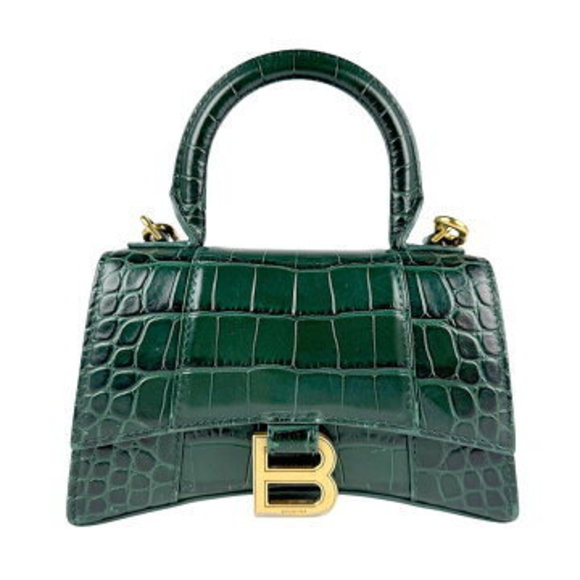 Balenciaga Hourglass Top Handle Crossbody Leather Green - Picture 1 of 5